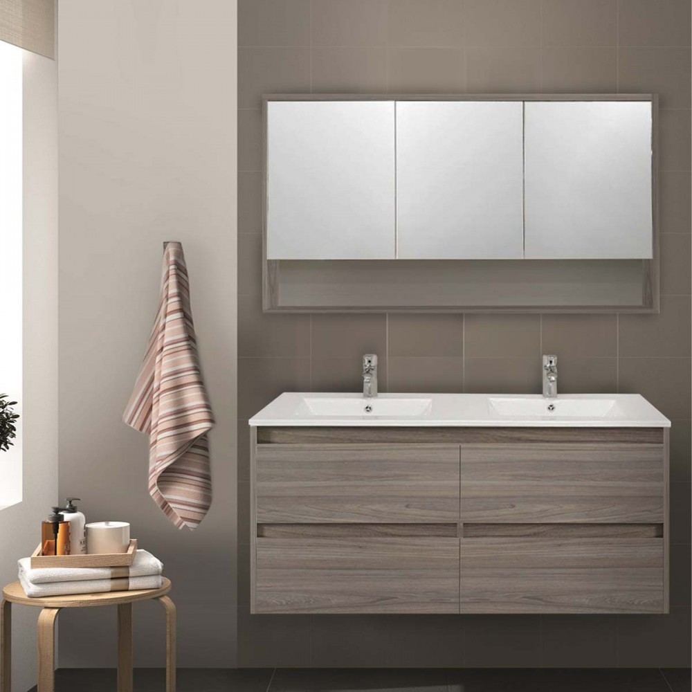 Leziter Mobilier complet de baie Porto 120 în culoarea ulmului Rauna Mobalis Homvera