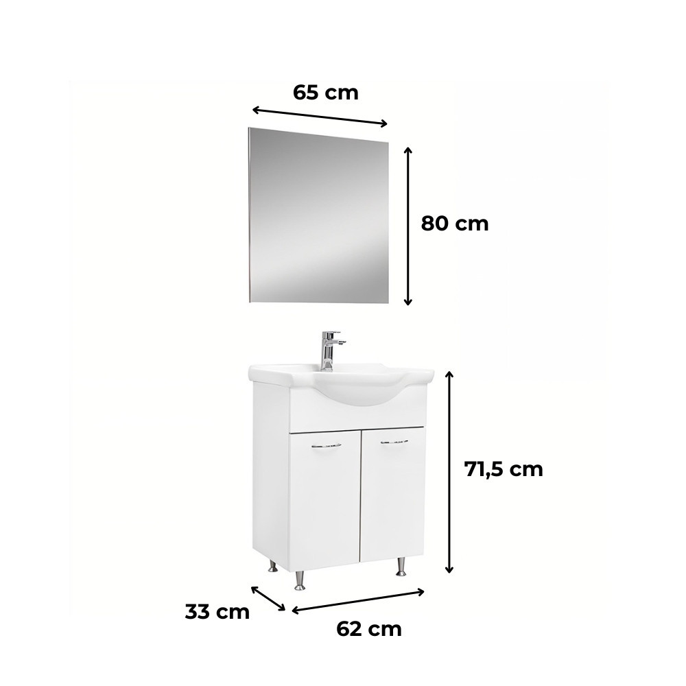Leziter Mobilier complet de baie Ruben Prime 65 Alb Mobalis Homvera