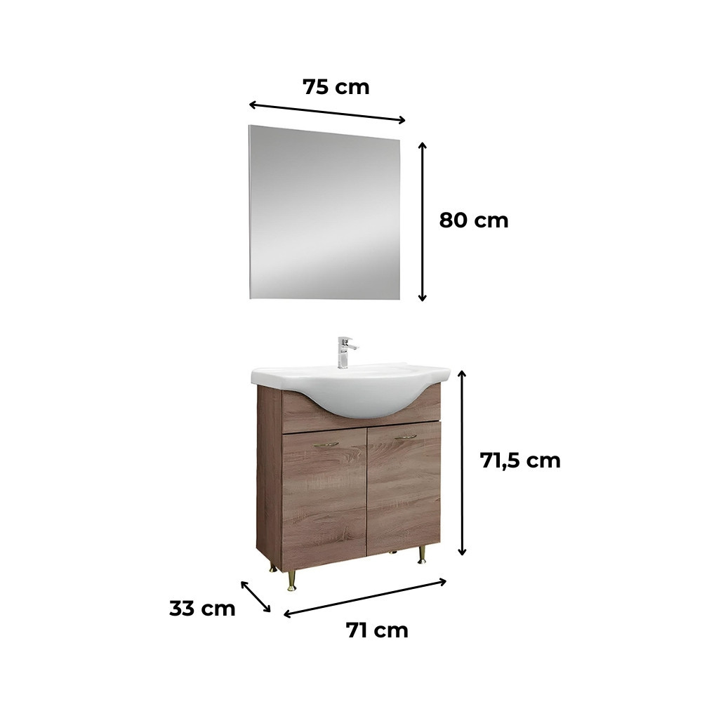 Leziter Mobilier complet de baie Ruben Prime 75 Rauna elm Mobalis Homvera