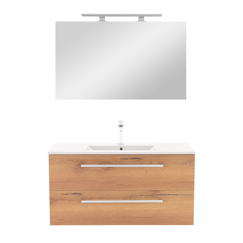 Leziter Mobilier complet de baie Vario Clam 100, stejar alb Mobalis Homvera