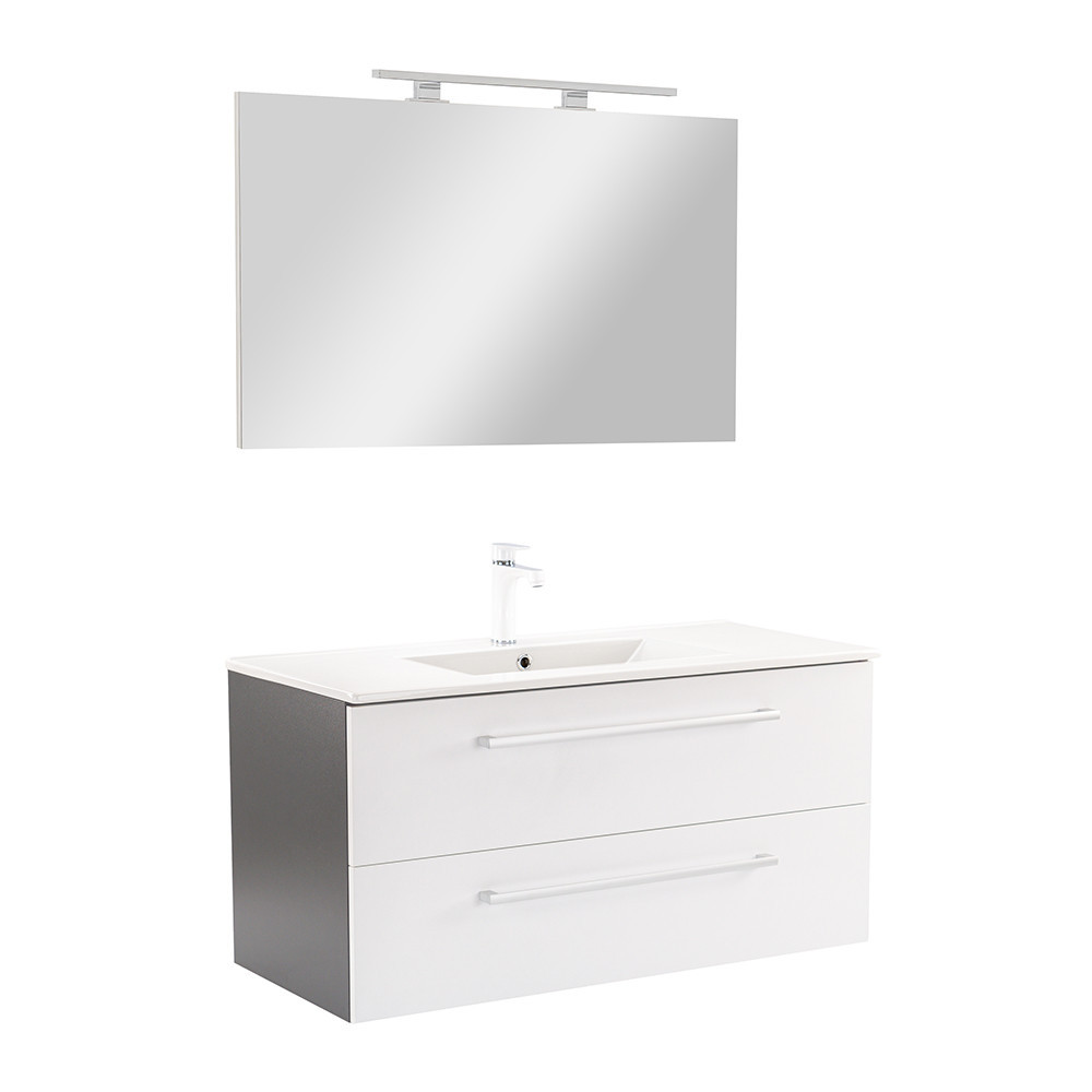 Leziter Mobilier complet de baie Vario Clam 100 antracit-alb Mobalis Homvera