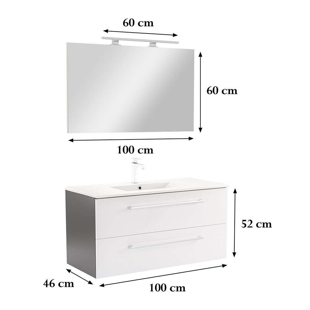 Leziter Mobilier complet de baie Vario Clam 100 antracit-alb Mobalis Homvera