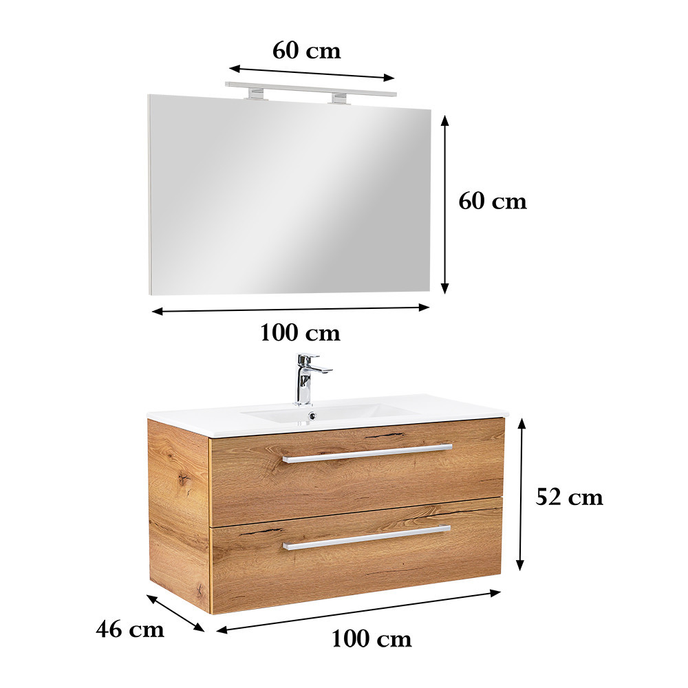 Leziter Mobilier complet de baie Vario Clam 100 stejar-stejar Mobalis Homvera