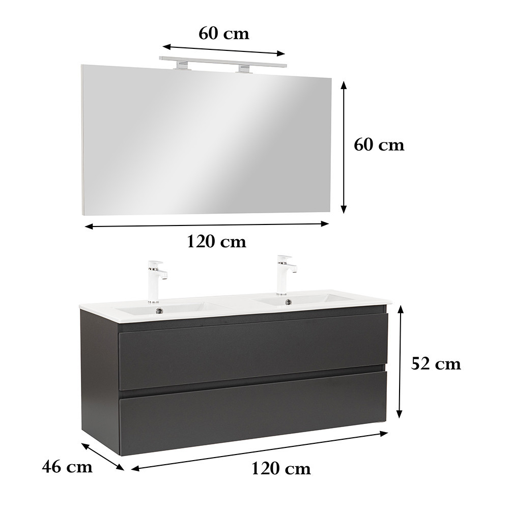 Leziter Mobilier complet de baie Vario Forte 120 antracit-antracit Mobalis Homvera