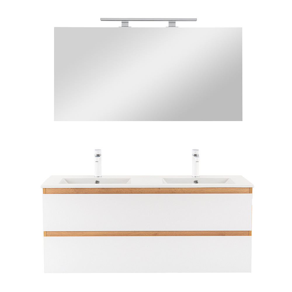 Leziter Mobilier complet de baie Vario Forte 120 stejar-alb Mobalis Homvera