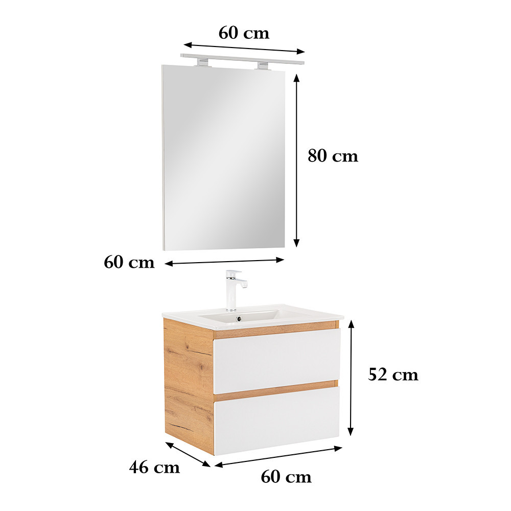 Leziter Mobilier complet de baie Vario Forte 60 stejar-alb Mobalis Homvera