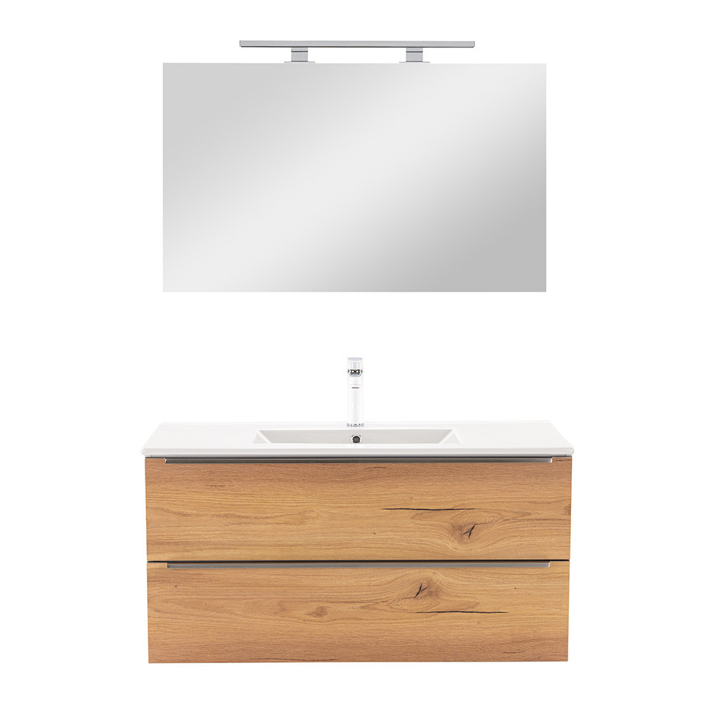 Leziter Mobilier complet de baie Vario Trim 100, stejar alb Mobalis Homvera