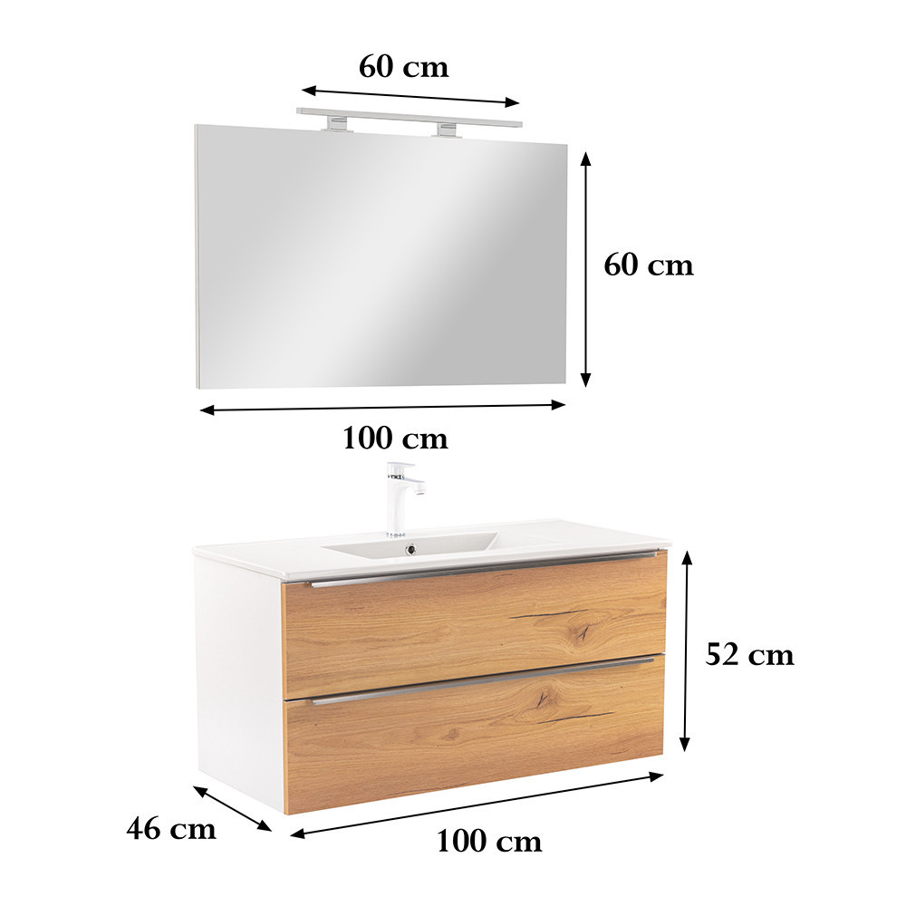 Leziter Mobilier complet de baie Vario Trim 100, stejar alb Mobalis Homvera