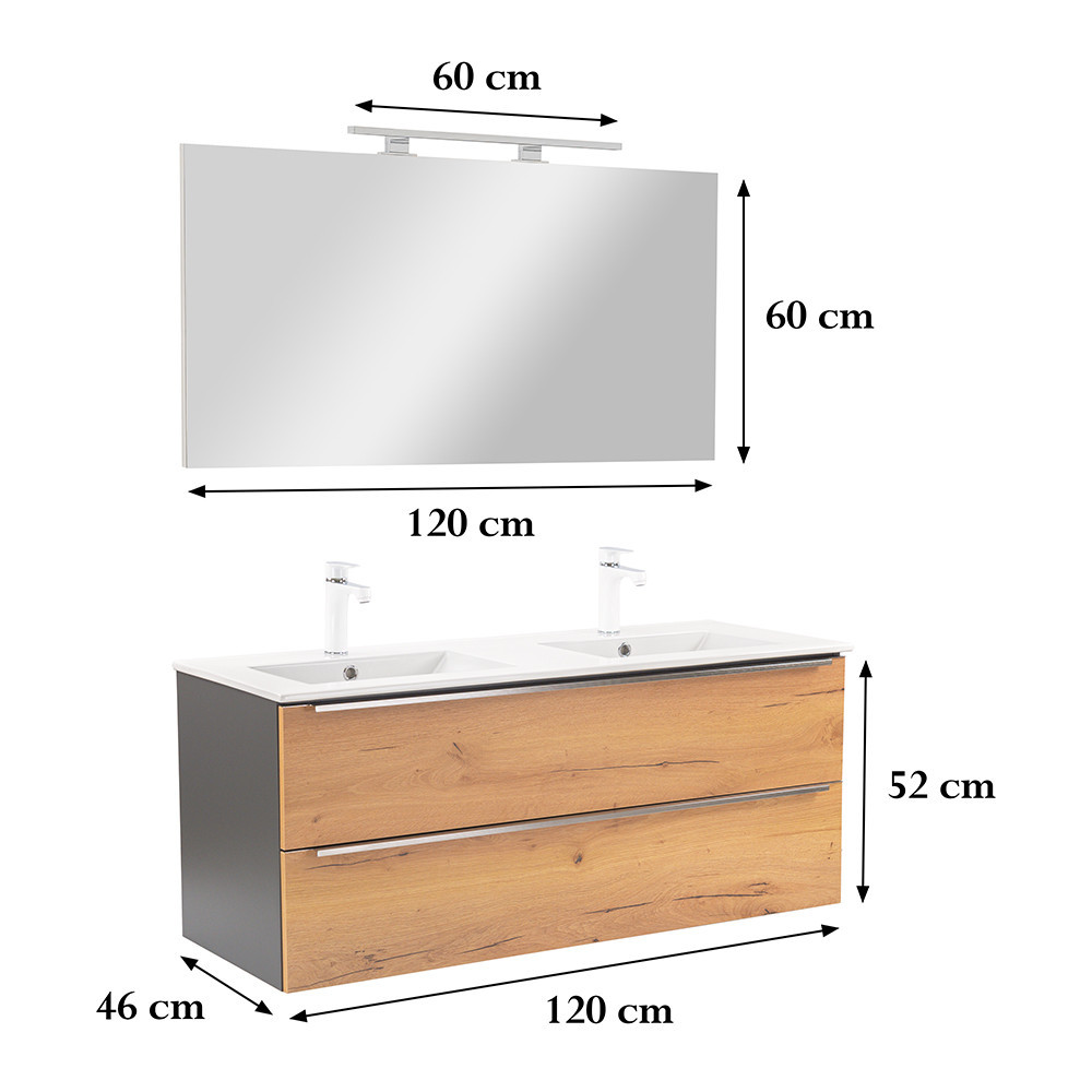 Leziter Mobilier complet de baie Vario Trim 120 antracit-stejar Mobalis Homvera