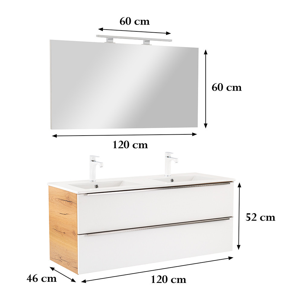 Leziter Mobilier complet de baie Vario Trim 120 stejar-alb Mobalis Homvera