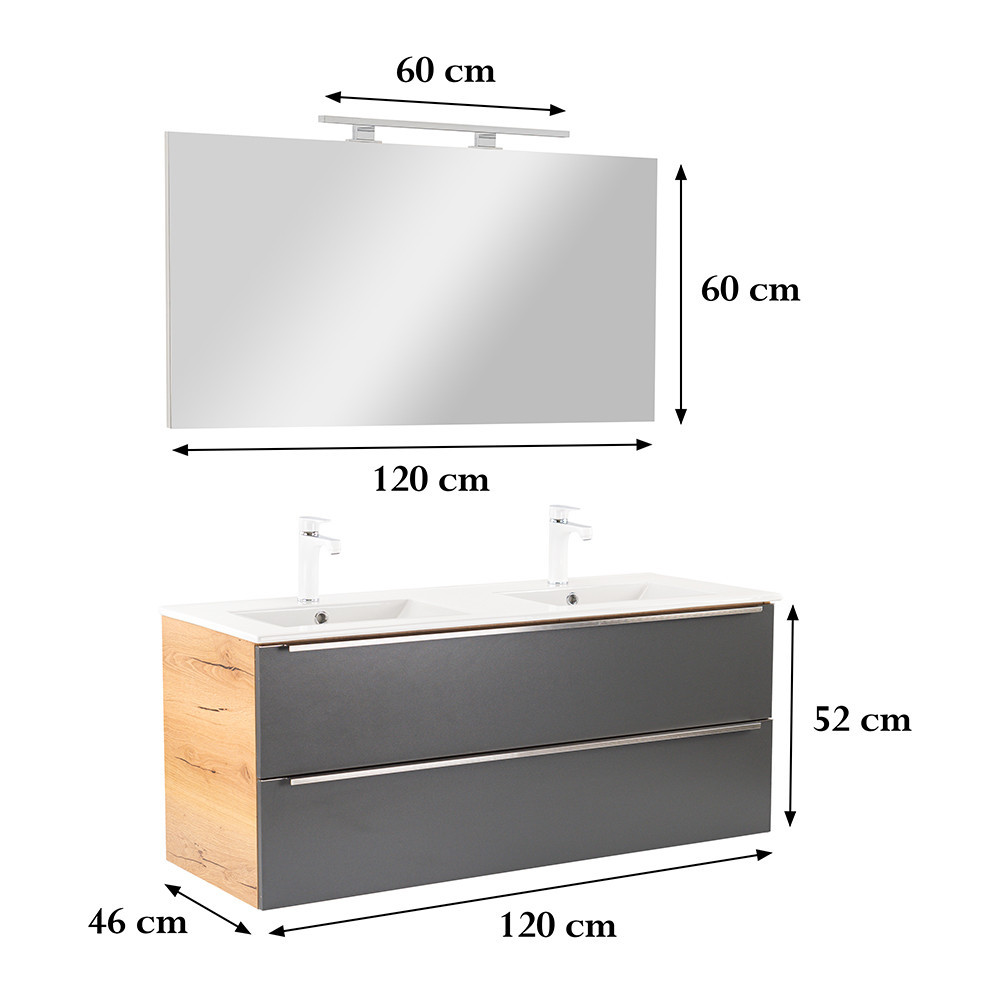 Leziter Mobilier complet de baie Vario Trim 120 stejar-antracit Mobalis Homvera