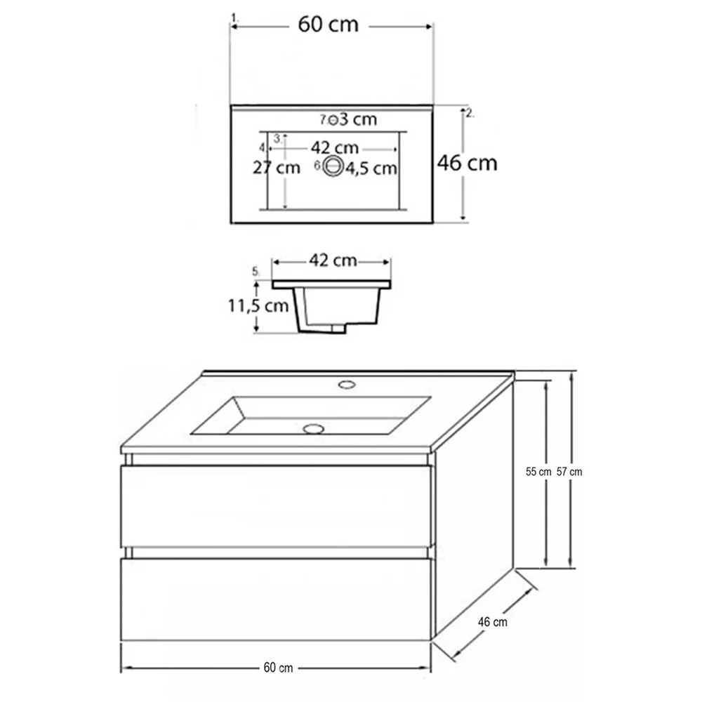Leziter Porto 60 ulm alb-rauna complet Mobalis Homvera
