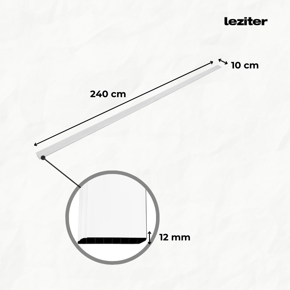 Leziter Bordură de podea din vinil SPC Alb-zăpadă 2400x100x12 mm Mobalis Homvera