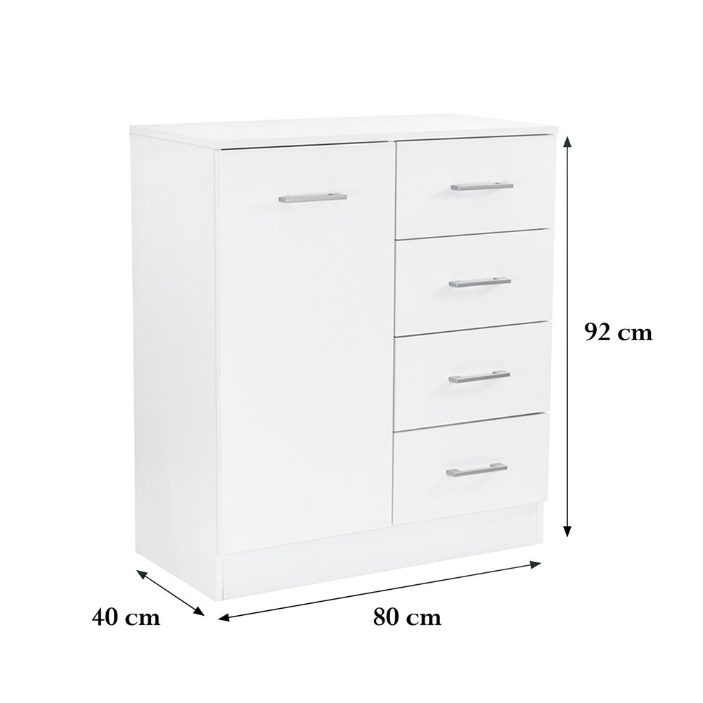 Leziter Comodă Miami cu 1 ușă și 4 sertare 80x92 cm stejar sonoma-alb Mobalis Homvera