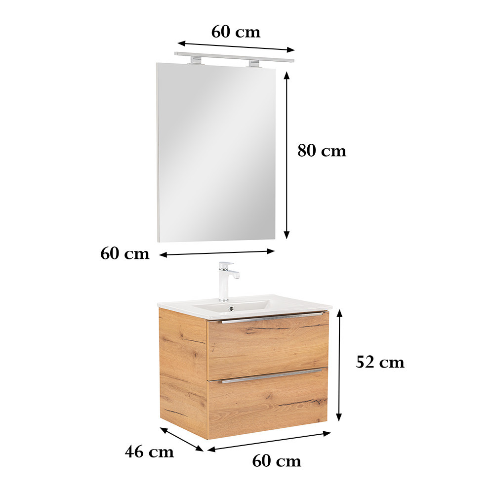 Leziter Mobilier complet de baie Vario Trim 60 stejar-stejar Mobalis Homvera