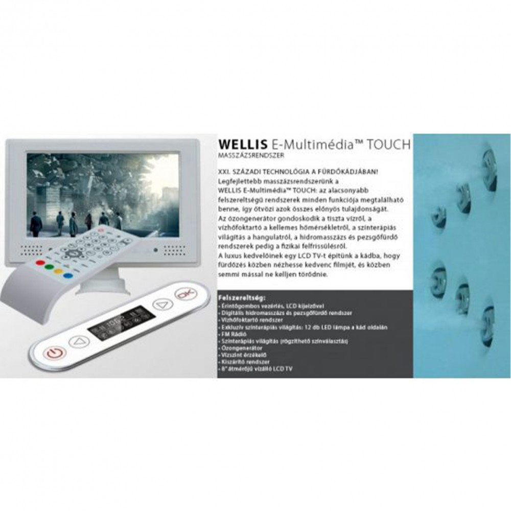 Wellis Cadă de baie cu hidromasaj asimetrică Dublo Hydro, 180x130 cm cu baterie Mobalis Homvera