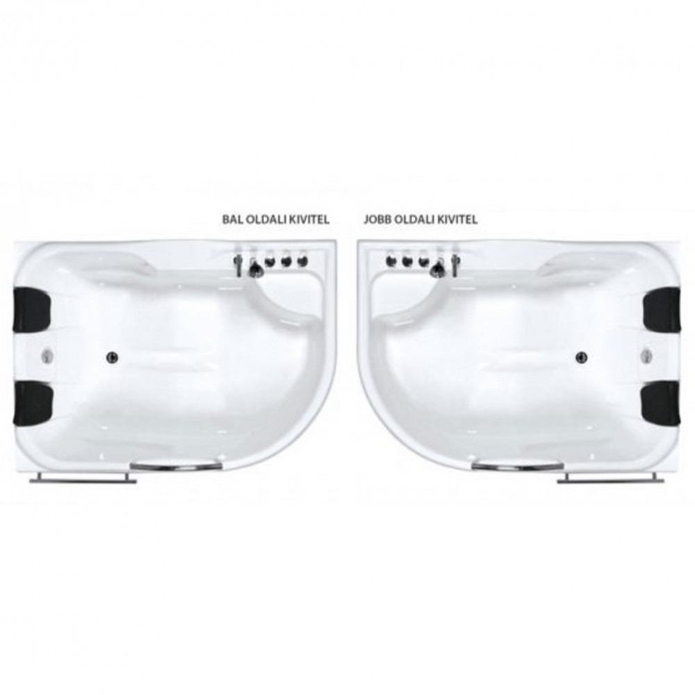 Wellis Cadă de baie cu hidromasaj asimetrică Dublo Hydro, 180x130 cm cu baterie Mobalis Homvera