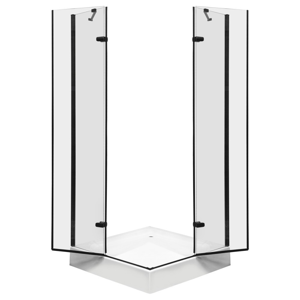 Kerra Cabină de duș pătrată Flow Black cu ușă batantă 80 cm Mobalis Homvera