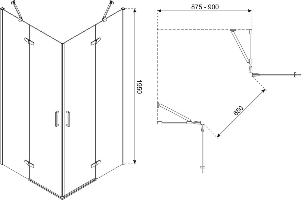Kerra Cabină de duș pătrată Flow Gold cu ușă batantă 90 cm Mobalis Homvera