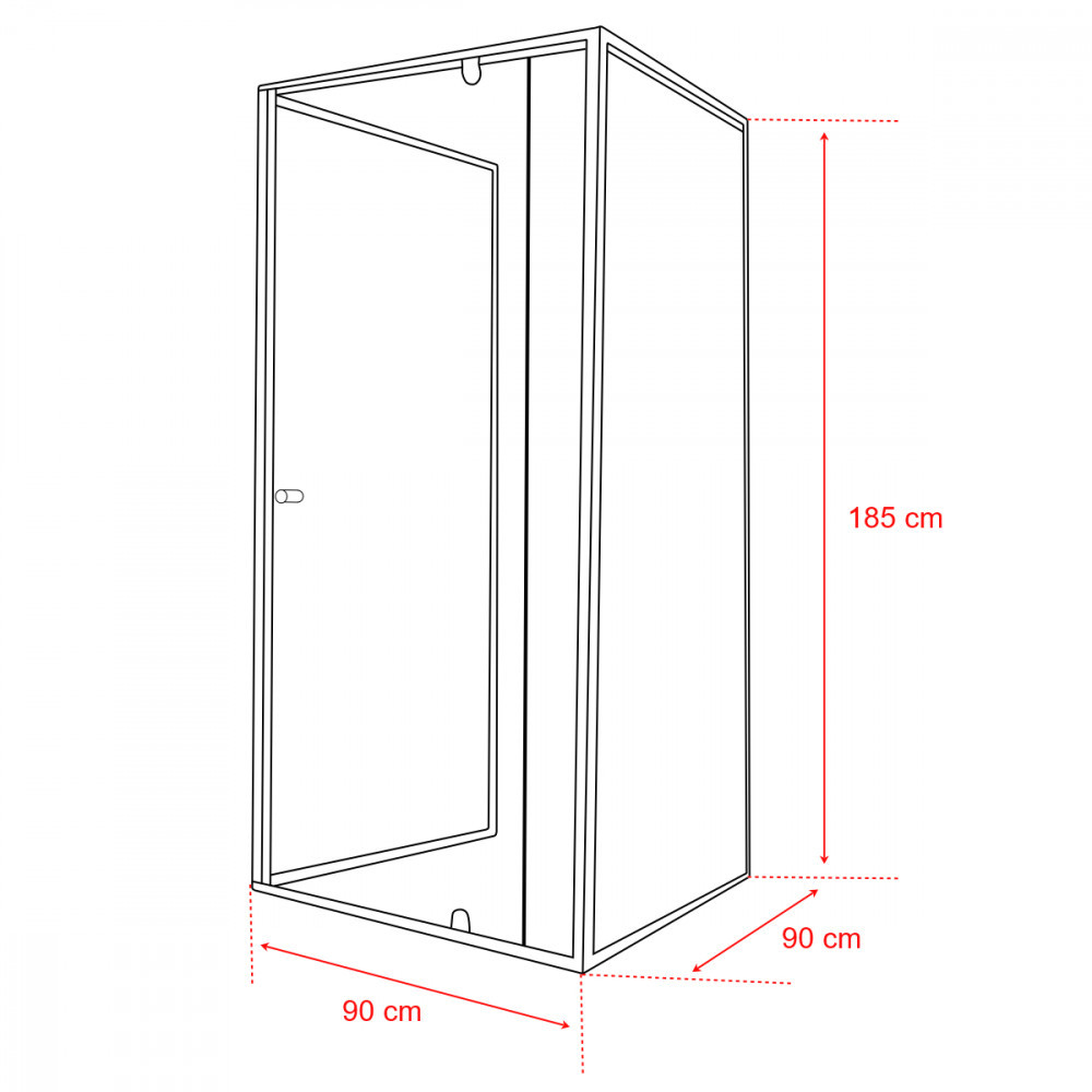 Leziter Cabină de duș pătrată flexibilă, montată pe perete, 90x90 cm, fără cădiță de duș Mobalis Homvera