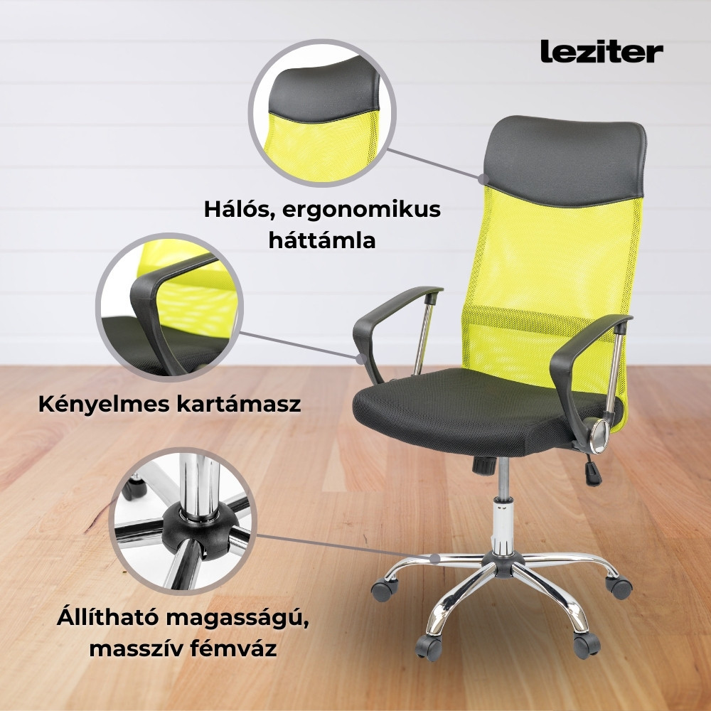 Leziter Scaun rotativ ergonomic de birou Fit, verde Mobalis Homvera