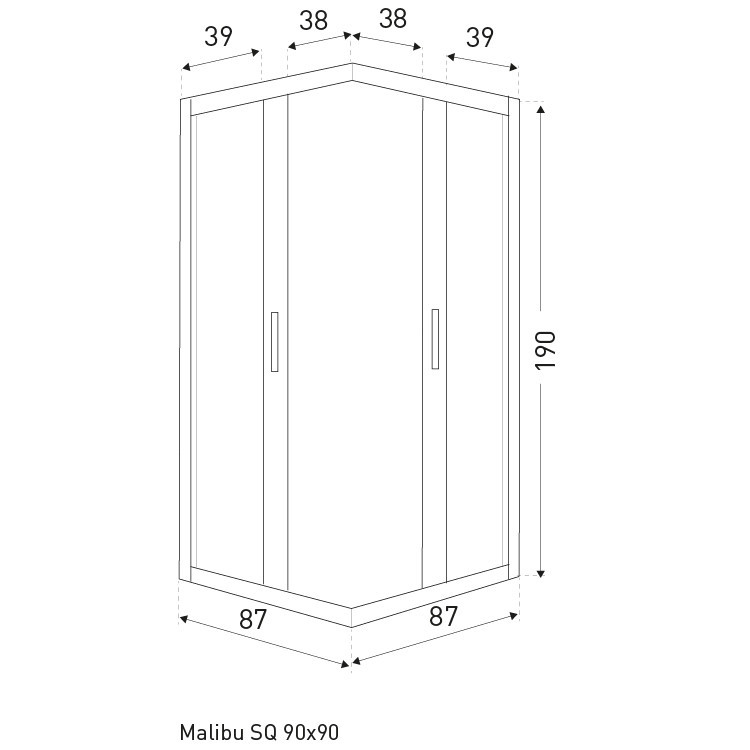 Kerra Malibu SQ 90x90 szögletes zuhanykabin zuhanytálca nélkül Mobalis Homvera