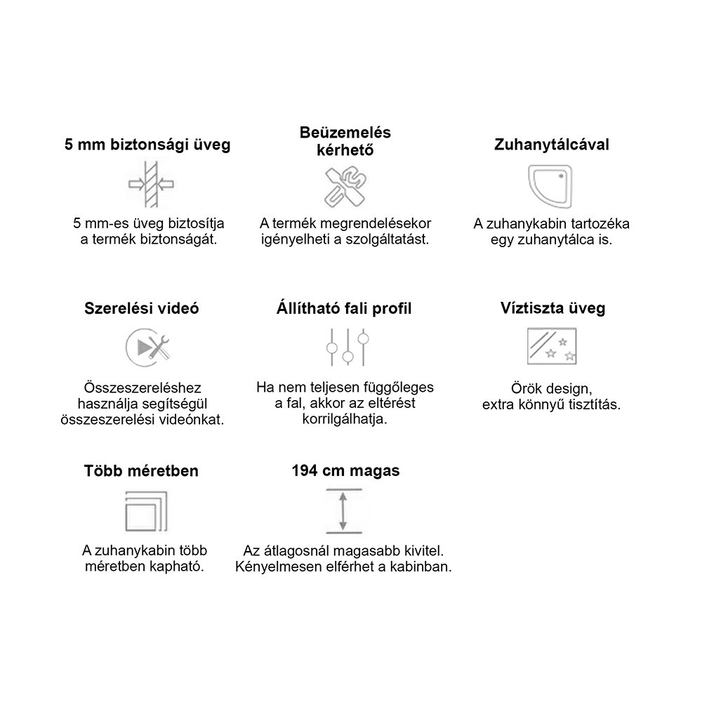 Leziter Cabină de duș pătrată Spirit Clear 90x90x194 cm cu cădiță de duș, neagră Mobalis Homvera