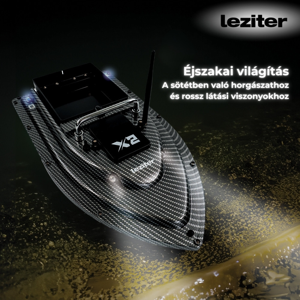 Leziter Barcă cu momeli X2 GPS, ejector spate din carbon Mobalis Homvera