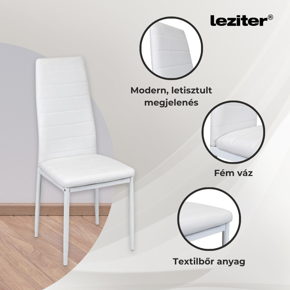 Leziter Cruz 4+1 étkező garnitúra fehér Mobalis Homvera