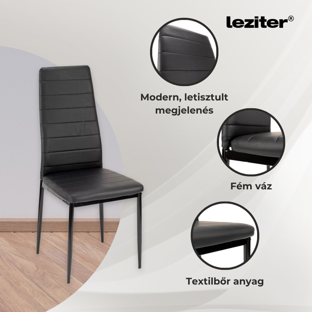 Leziter Cruz 4+1 étkező garnitúra fekete Mobalis Homvera