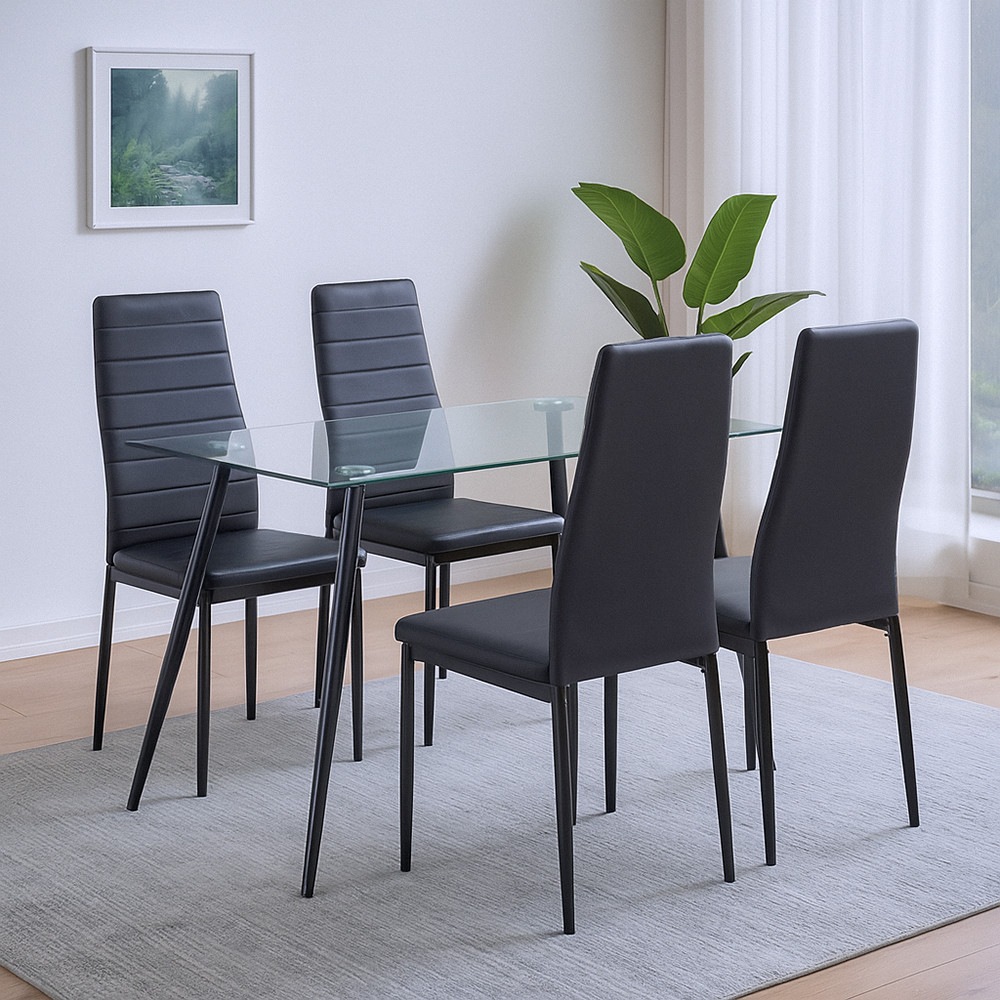 Leziter Cruz 4+1 étkező garnitúra fekete Mobalis Homvera