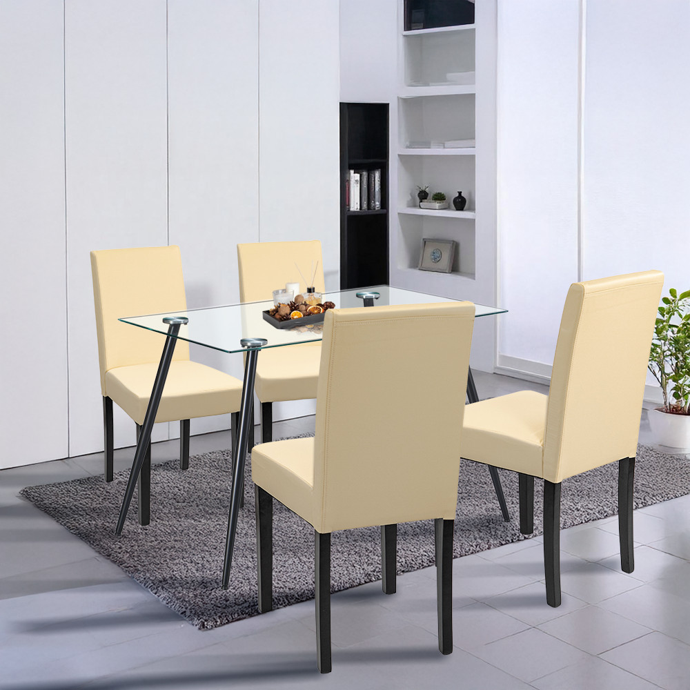 Leziter Set de masă Alen 4+1 negru-bej Mobalis Homvera