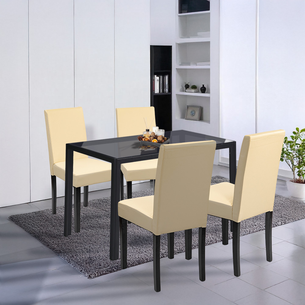 Leziter Set de masă Karen 4+1 negru-bej Mobalis Homvera