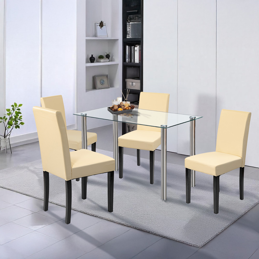 Leziter Set de masă Karin 4+1 alb-bej Mobalis Homvera