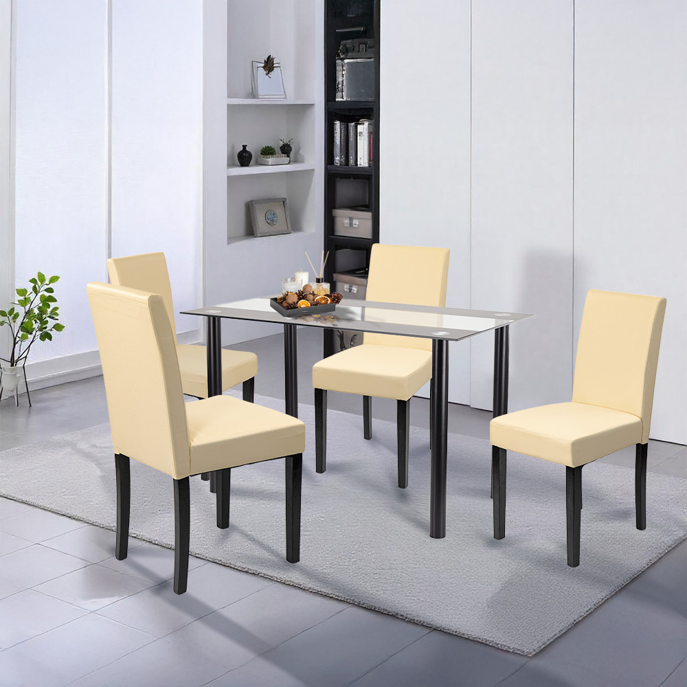 Leziter Set de masă Karin 4+1 negru-bej Mobalis Homvera