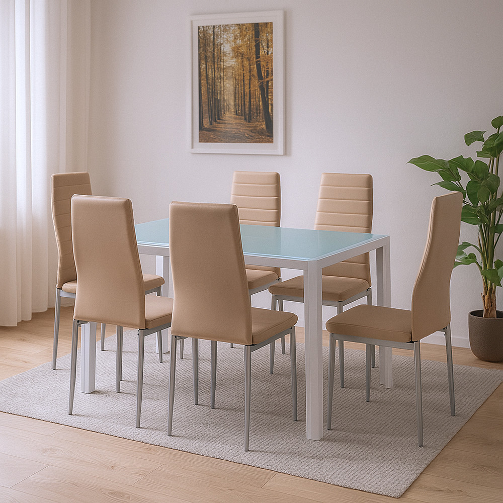 Leziter Mabel 6+1 étkező garnitúra bézs-szürke Mobalis Homvera