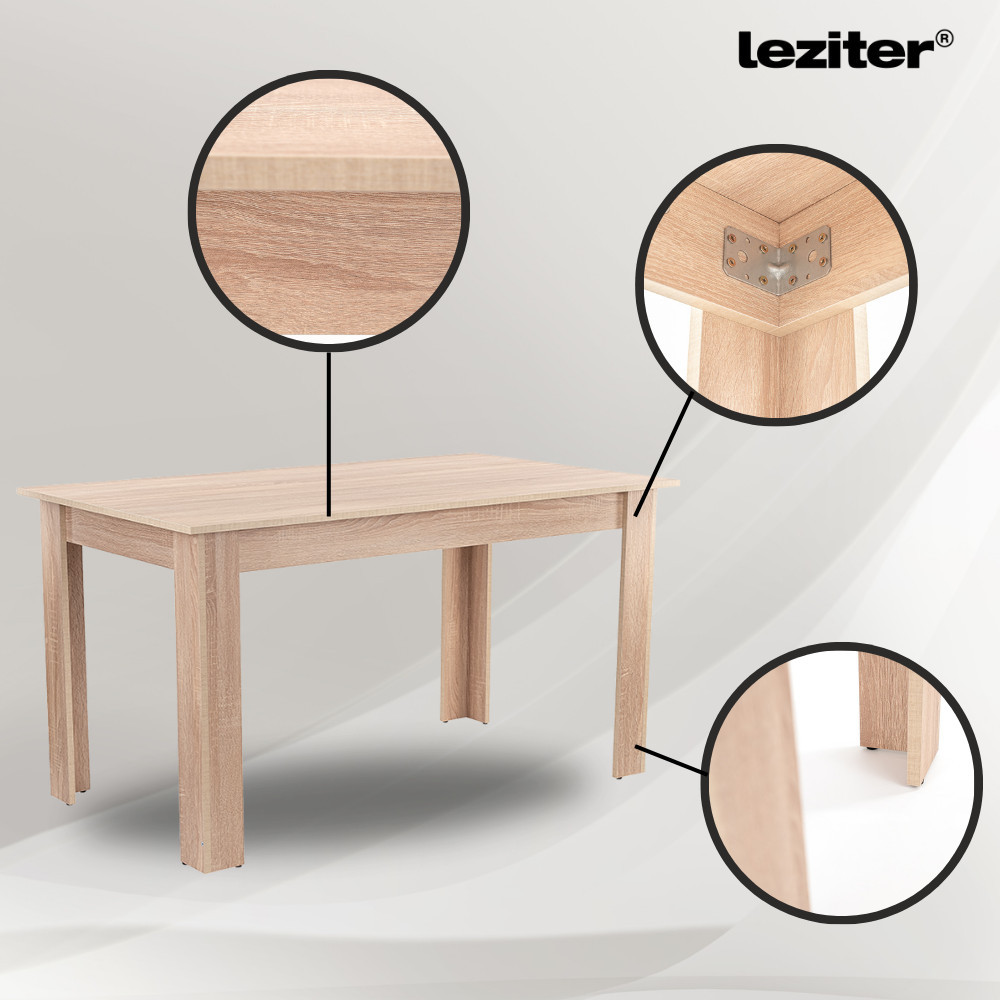 Leziter Set de masă Leon 6+1 stejar Sonoma-bej Mobalis Homvera