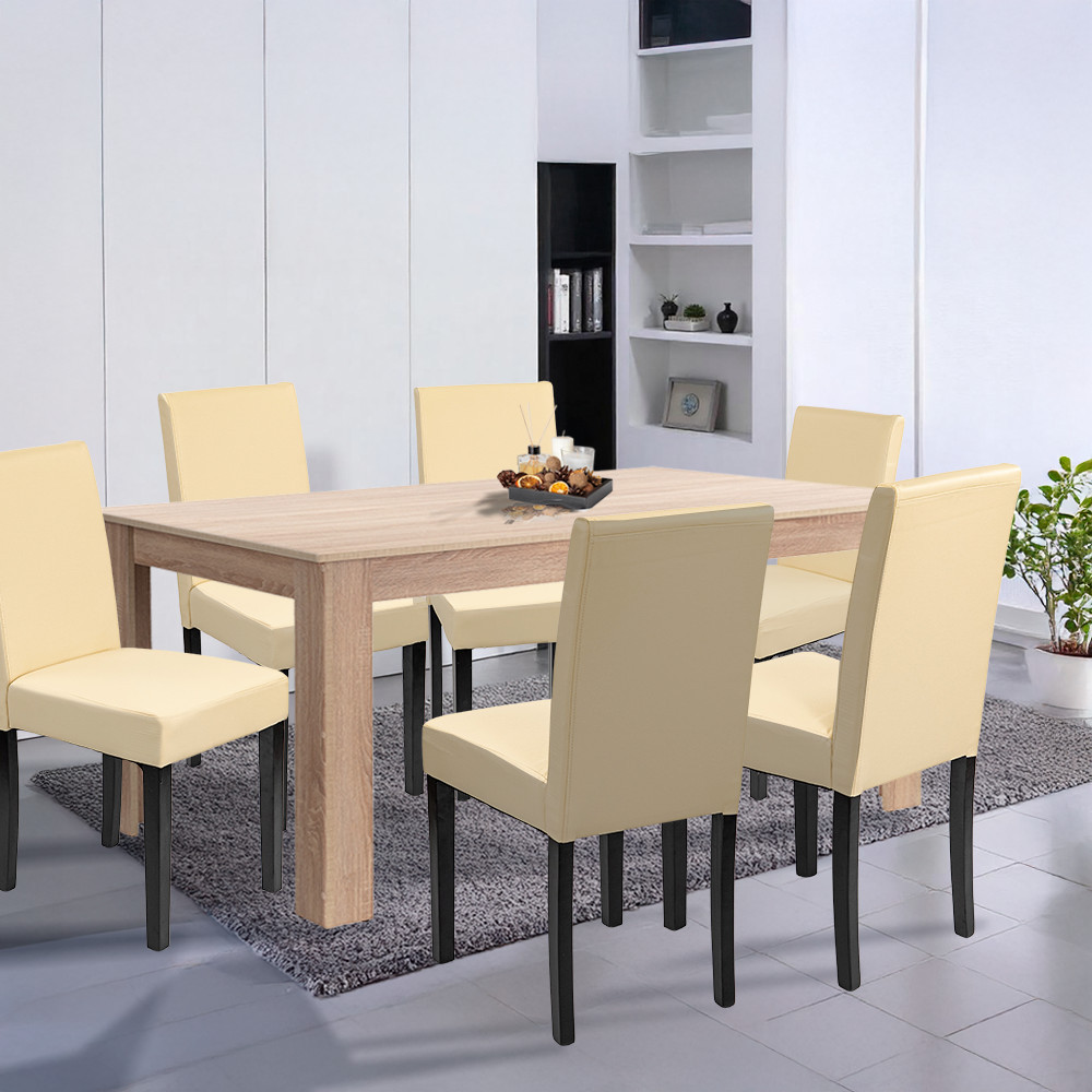 Leziter Set de masă Leon 6+1 stejar Sonoma-bej Mobalis Homvera