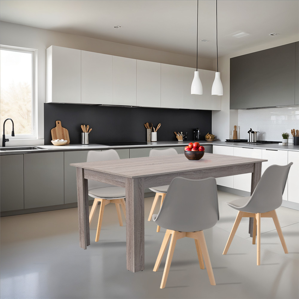 Leziter Set de masă Lola 4+1 gri-stejar York Mobalis Homvera