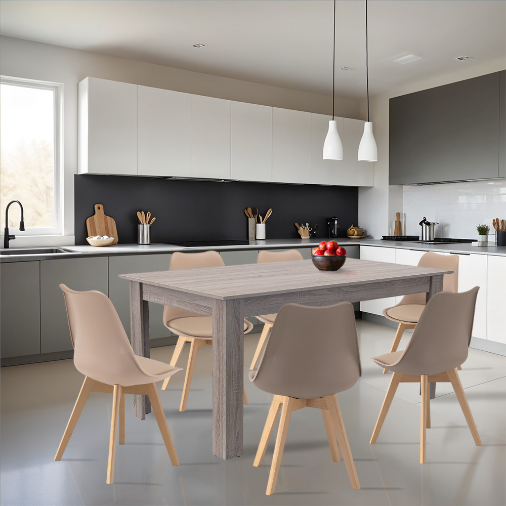 Leziter Set de masă Lola 6+1 bej-stejar York Mobalis Homvera