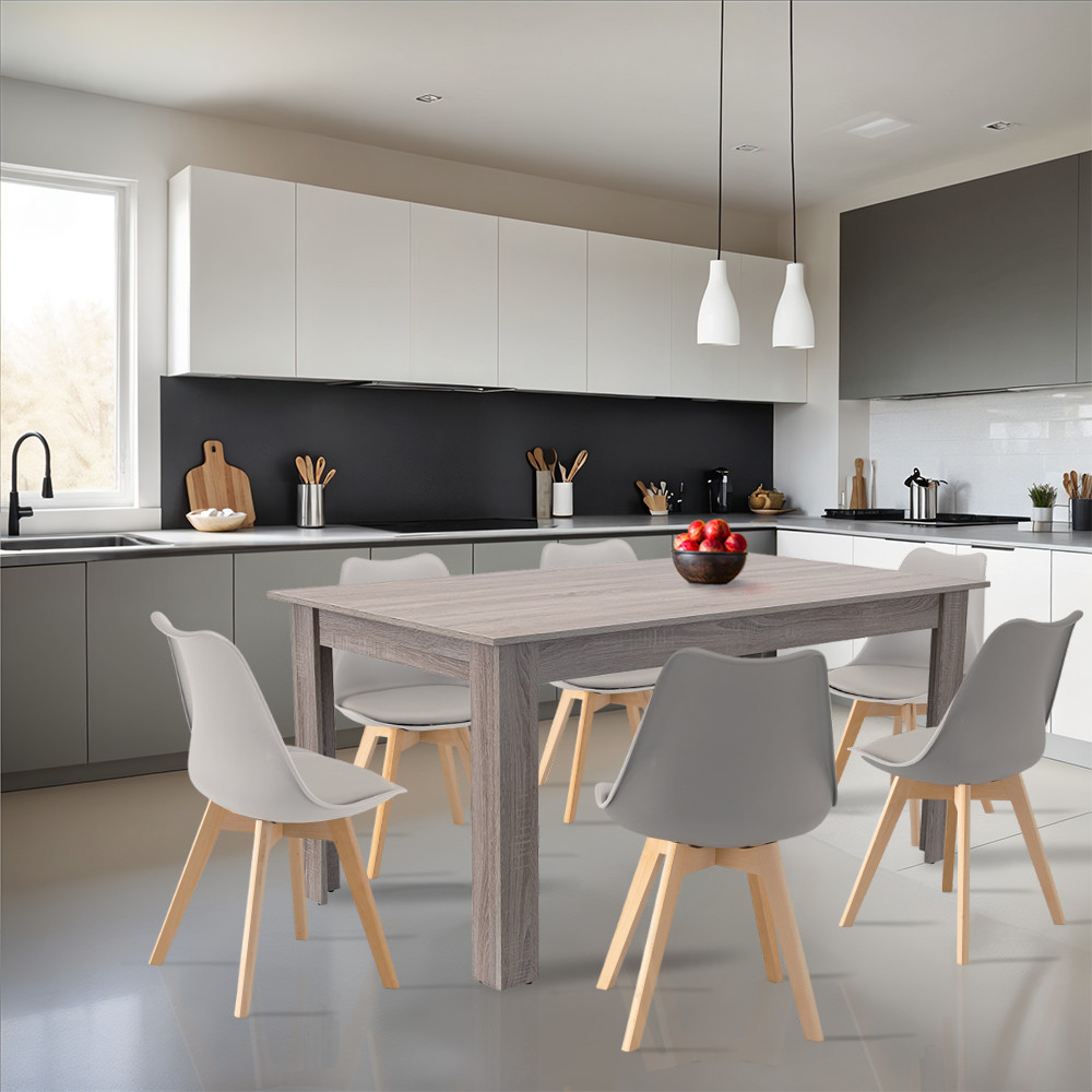 Leziter Set de masă Lola 6+1 gri-stejar York Mobalis Homvera