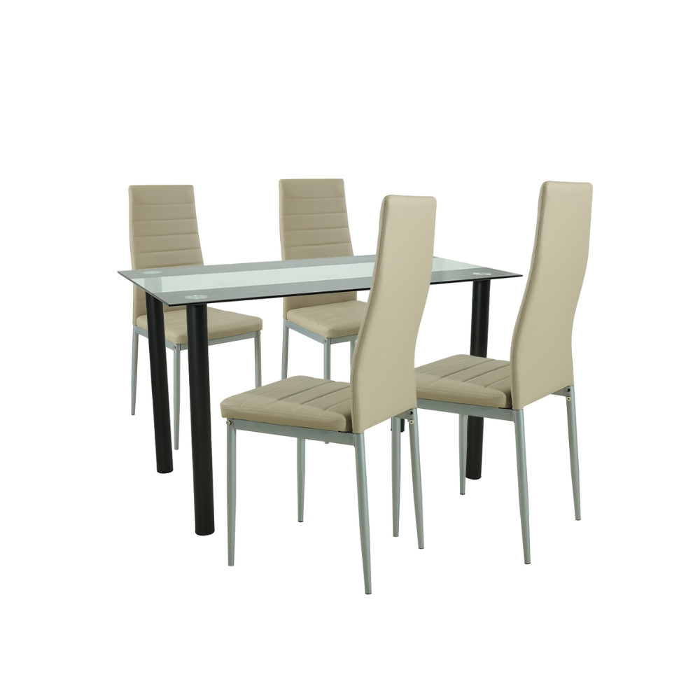 Leziter Set de masă Mezza 4+1 bej-gri Mobalis Homvera