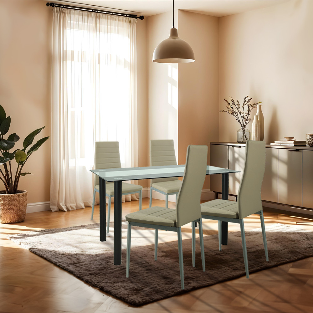 Leziter Set de masă Mezza 4+1 bej-gri Mobalis Homvera