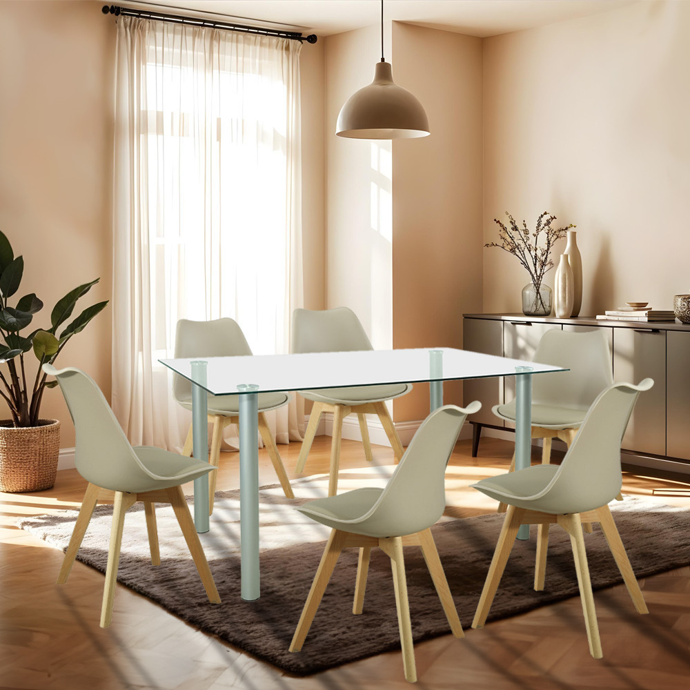 Leziter Set de masă Midori 6+1 bej Mobalis Homvera