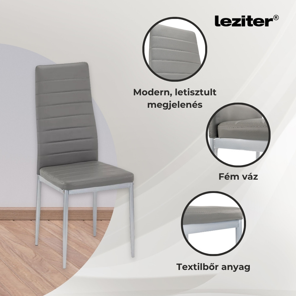Leziter Nash 4+1 étkező garnitúra szürke-szürke Mobalis Homvera
