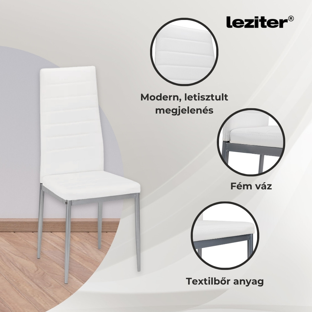 Leziter Renton 6+1 étkező garnitúra fehér-szürke Mobalis Homvera