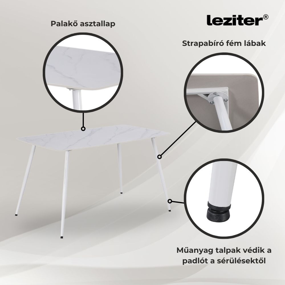 Leziter Renton 6+1 étkező garnitúra fehér-szürke Mobalis Homvera