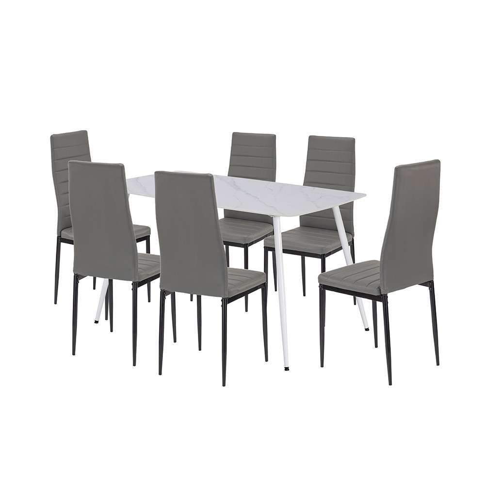 Leziter Renton 6+1 étkező garnitúra szürke-fekete Mobalis Homvera