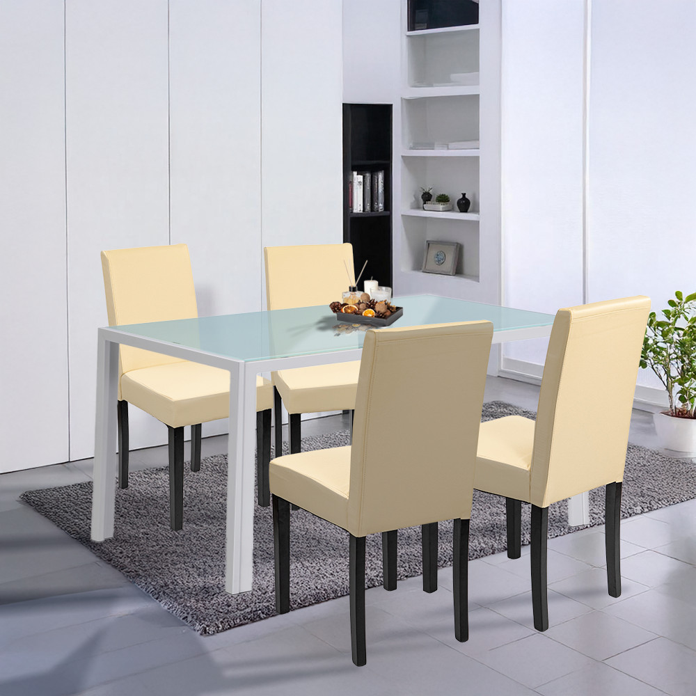 Leziter Set de masă Mira 4+1 alb-bej Mobalis Homvera