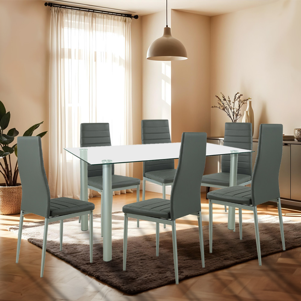 Leziter Set de masă Verna 6+1 gri-gri Mobalis Homvera